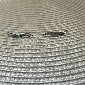 CZ Silver Toned Dangle Earrings
